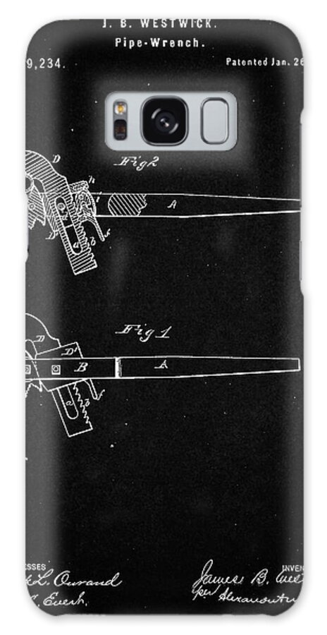 Pp987-vintage Black Pipe Wrench Patent Wall Art Poster Galaxy Case featuring the digital art Pp987-vintage Black Pipe Wrench Patent Wall Art Poster by Cole Borders