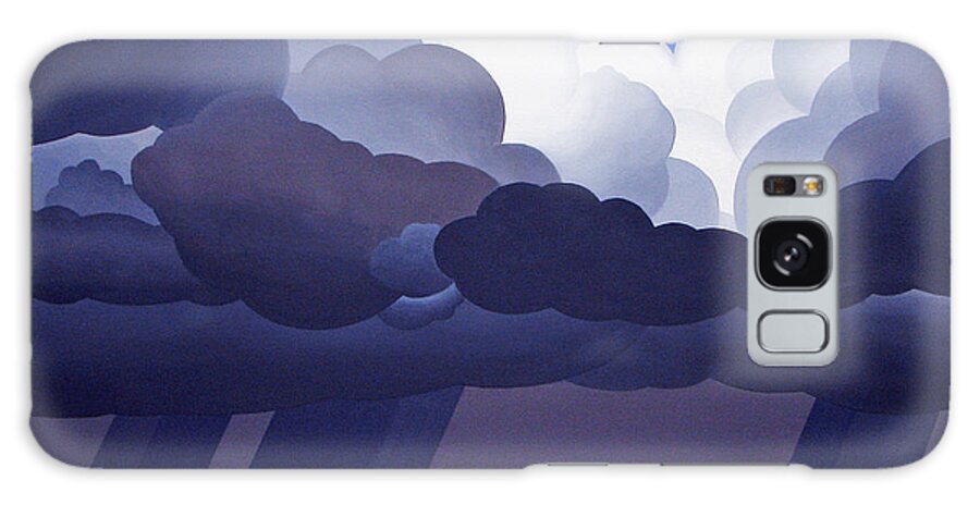 Dark Clouds Rain Prairie Field Galaxy Case featuring the painting Prairie Storm by Ron Parker