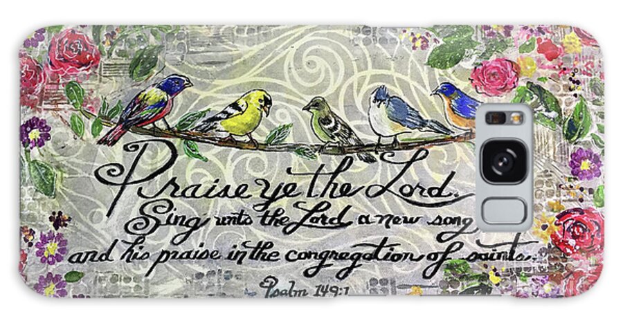Little Birds Galaxy Case featuring the mixed media Praise Birds by Janis Lee Colon