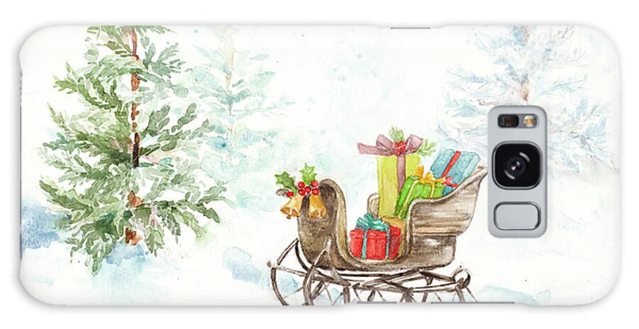 Presents Galaxy Case featuring the mixed media Presents In Sleigh On Snowy Day by Lanie Loreth