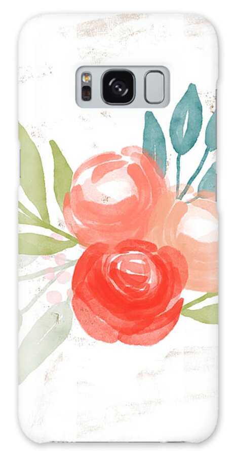 Roses Galaxy Case featuring the mixed media Pretty Coral Roses - Art by Linda Woods by Linda Woods