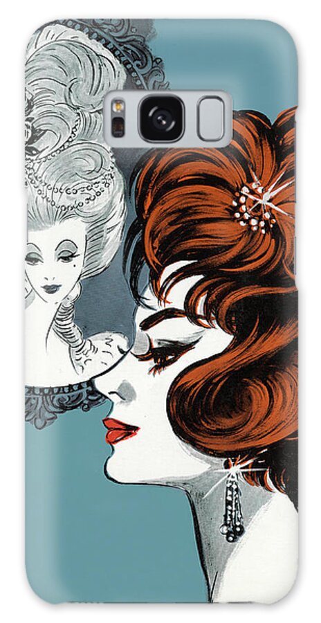 Accessories Galaxy Case featuring the drawing Profile of Woman in Front Of Picture by CSA Images