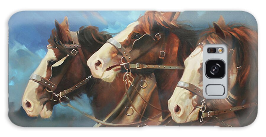 Western Art Galaxy Case featuring the painting Pulling for You by Carolyne Hawley