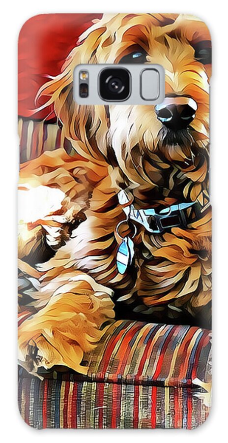 Goldendoodle Galaxy Case featuring the digital art Puppy Dog Chair Warmer by Xine Segalas