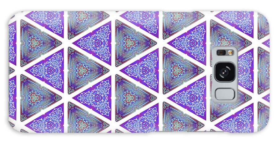 Purple Blue Triangles Galaxy Case featuring the mixed media Purple Blue Triangles by Delyth Angharad