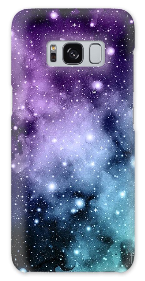 Graphic-design Galaxy Case featuring the digital art Purple Teal Galaxy Nebula Dream #2 #decor #art by Anitas and Bellas Art