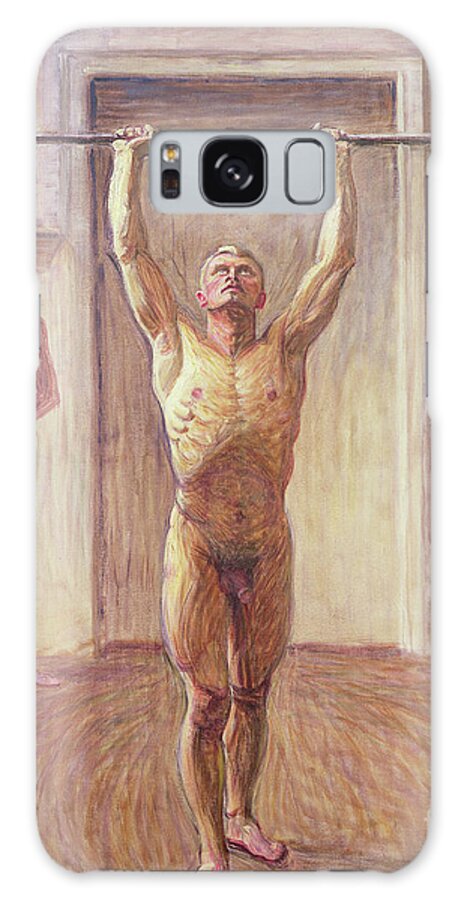 Physique Galaxy Case featuring the painting Pushing Weights With Two Arms Number 2, 1913 by Eugene Jansson