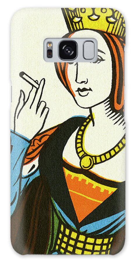 Adult Galaxy Case featuring the drawing Queen Smoking a Cigarette by CSA Images