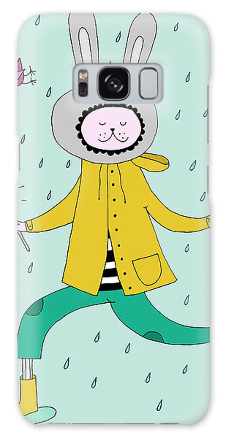 Animal Themes Galaxy Case featuring the digital art Rabbit In Rain by Kristina Timmer
