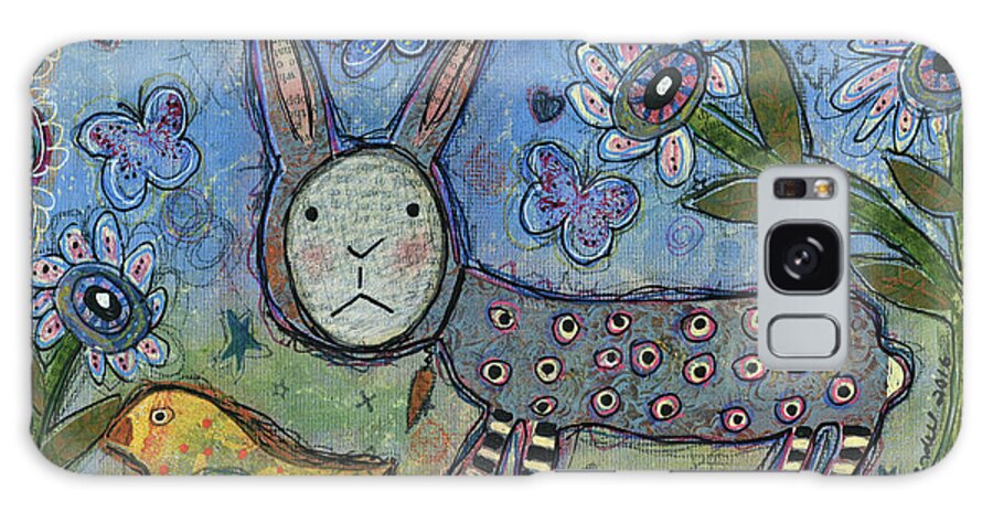 Rabbit With Chick Galaxy Case featuring the painting Rabbit With Chick by Funked Up Art