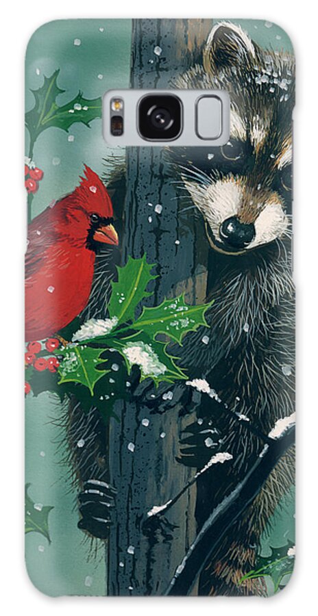 Christmas Galaxy Case featuring the painting Raccoon by William Vanderdasson