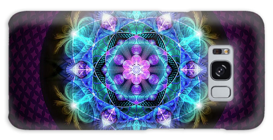 Radiant Energy Flower Mandala Galaxy Case featuring the painting Radiant Energy Flower Mandala by Mushroom Dreams Visionary Art