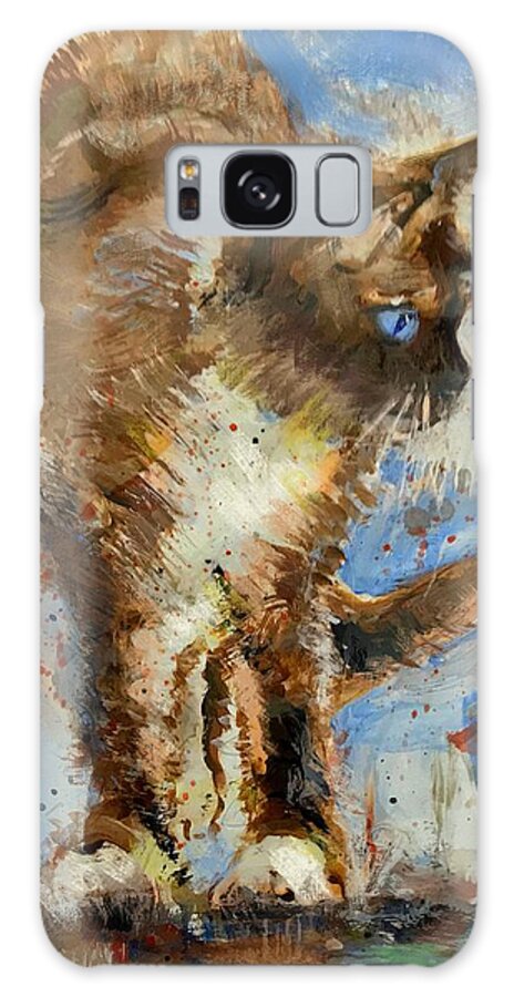 Painting Galaxy Case featuring the mixed media Ragdoll kitten cat by Mark Tonelli