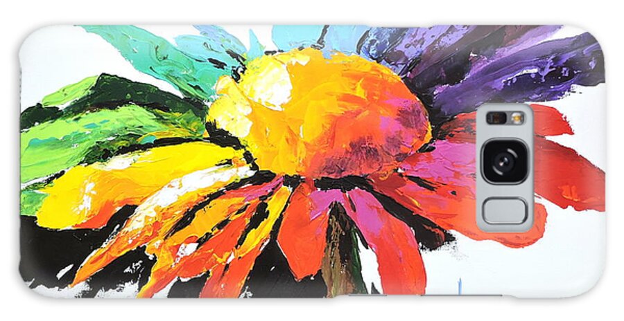 Daisy Galaxy Case featuring the painting Rainbow Daisy by Jodie Marie Anne Richardson Traugott     aka jm-ART