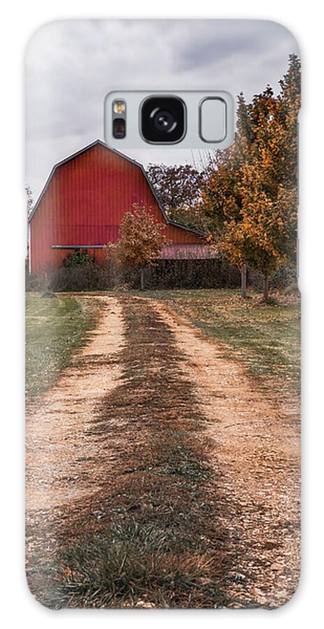 America Galaxy Case featuring the photograph Red Barn Dirt Road - Rural Farmhouse by Gregory Ballos