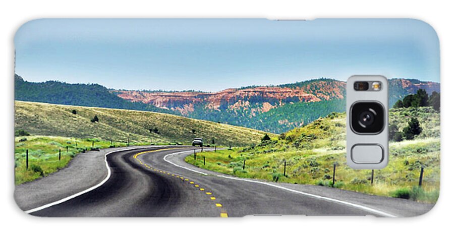 Curve Galaxy Case featuring the photograph Red Canyon Seen From Highway by Utah-based Photographer Ryan Houston