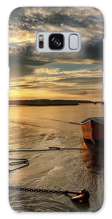 #boats#sunset#pinepoint#maine#scarborough#ocean#summer Galaxy Case featuring the photograph Red Dory Sunset by Darylann Leonard Photography