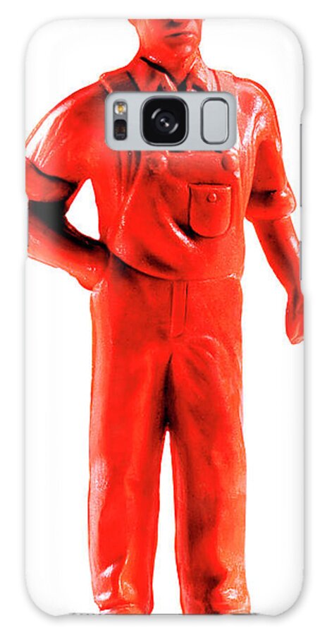 Accessories Galaxy Case featuring the drawing Red Man Wearing Overalls and Hat by CSA Images
