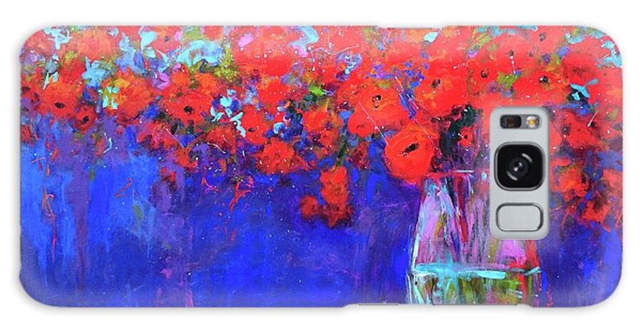 Red Poppy Flowers In A Vase Galaxy Case featuring the painting Red Poppy Flowers in a Vase by Patricia Awapara