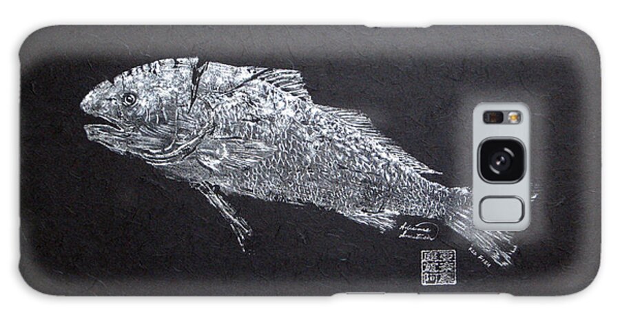 Redfish Galaxy Case featuring the painting Redfish - Silver on Black Background by Adrienne Dye