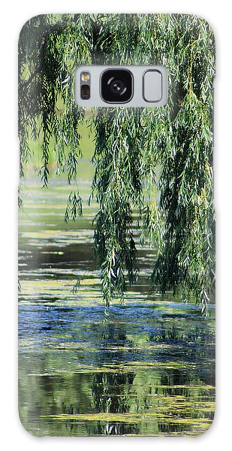 Garden Waters Galaxy Case featuring the photograph Reflection of Weeping Willow over Pond by Colleen Cornelius