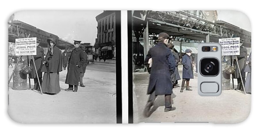 Colorized Galaxy Case featuring the painting Remember the poor , a Salvation Army Christmas box 1903 colorized-image-comparison by Celestial Images