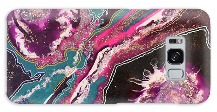Geode Galaxy Case featuring the mixed media Resin Geode-45 by Monika Shepherdson