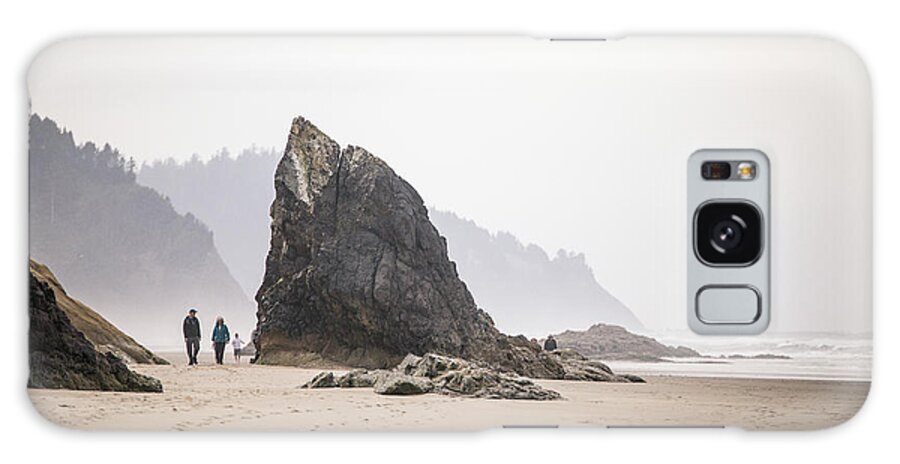 Togetherness Galaxy Case featuring the photograph Retired Couple Take A Long Walk On Oregon Coast Beach. by Cavan Images