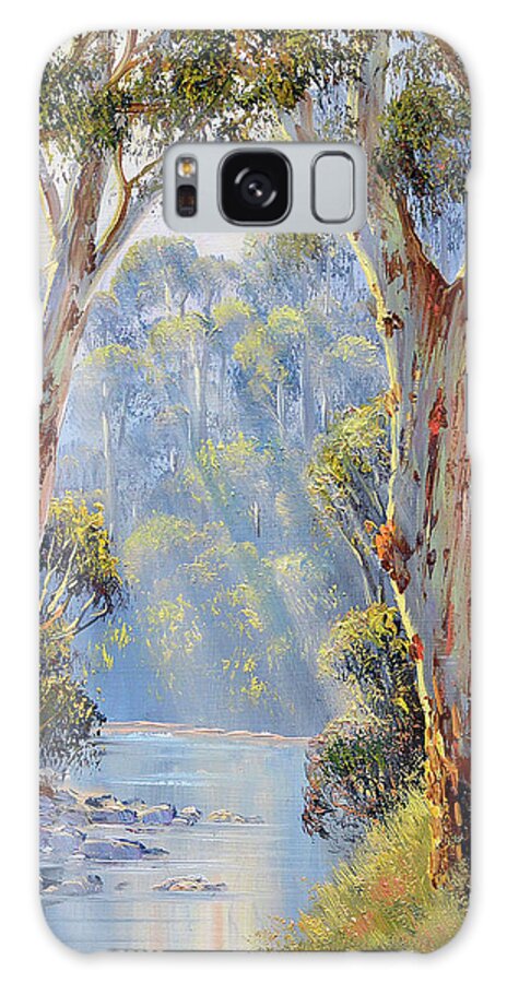 Riverside Gums  Tumut Galaxy Case featuring the painting Riverside Gums  Tumut by John Bradley