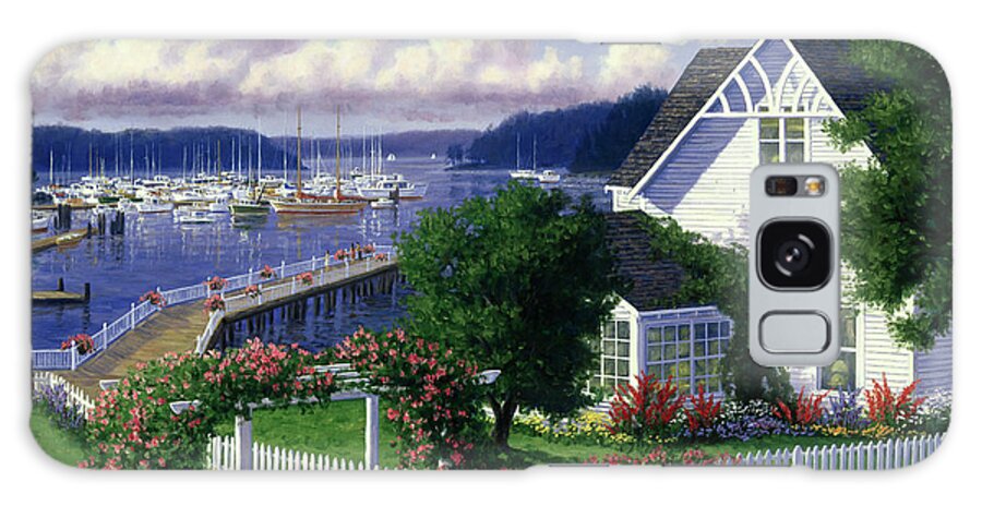 White House With Picket Fence On Harbor Filled With Boats Galaxy Case featuring the photograph Roche Harbor by Randy Van Beek