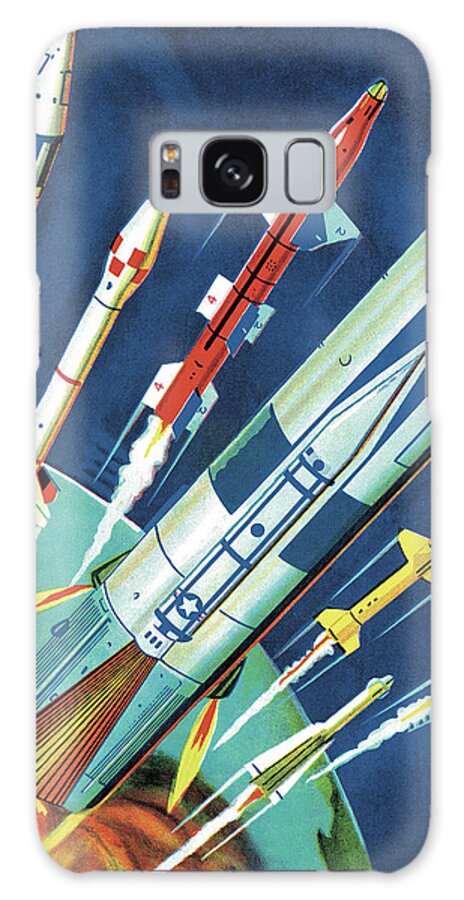 Blastoff Galaxy Case featuring the drawing Rockets in Flight by CSA Images