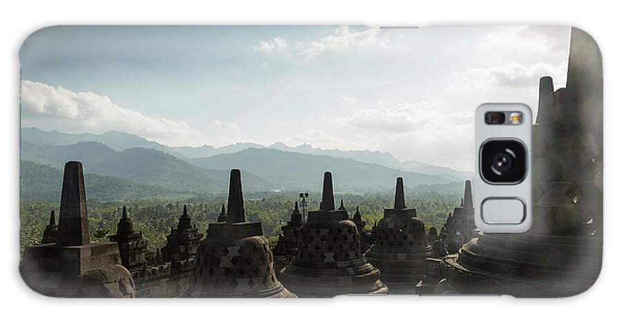 Copy Space Galaxy Case featuring the digital art Rooftop, The Buddhist Temple Of Borobudur, Java, Indonesia by Lost Horizon Images