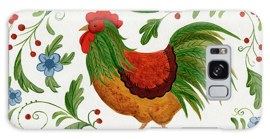 Rooster Galaxy Case featuring the painting Rooster by Beverly Johnston