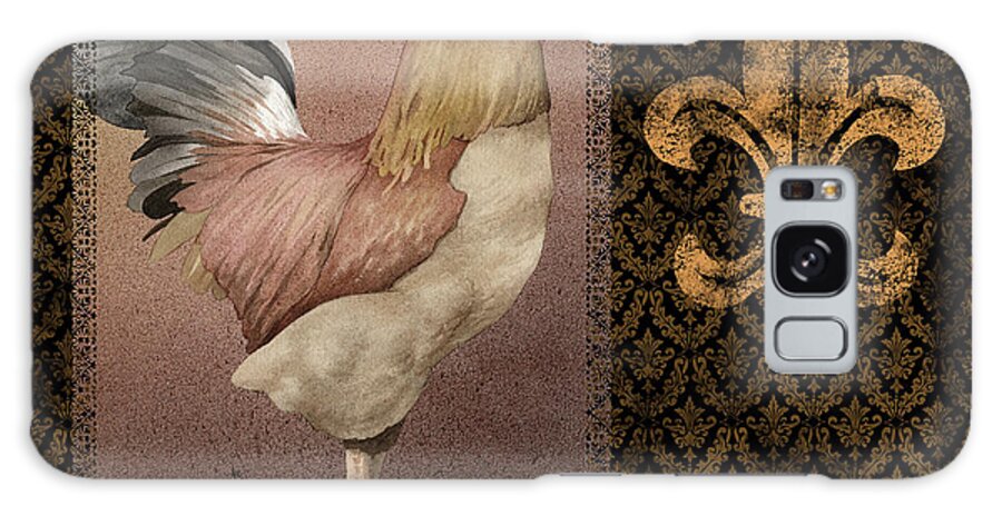 Rooster Galaxy Case featuring the painting Rooster Ware Burgundy II by Kory Fluckiger