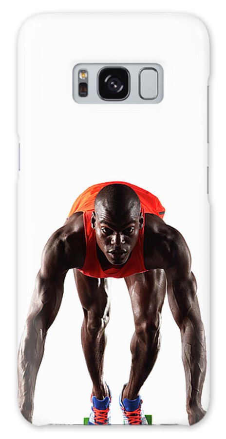 People Galaxy Case featuring the photograph Runner Crouched At Starting Line by Moof