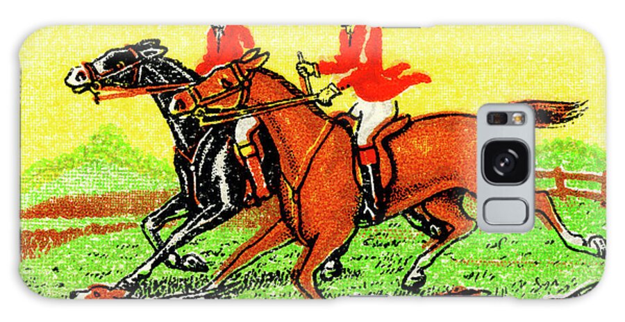 Animal Galaxy Case featuring the drawing Running Dogs and Men Riding Horses by CSA Images
