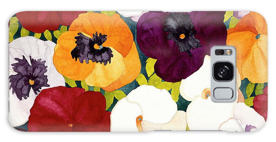 Pansies Galaxy Case featuring the painting Sacred Pansies by Mary Russel