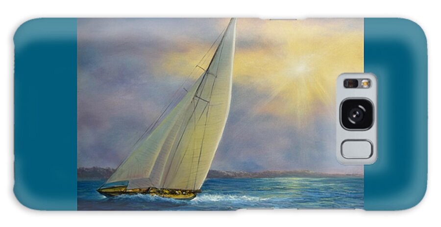 Sailboat Galaxy Case featuring the painting Sailing at Sunset by Lynne Pittard