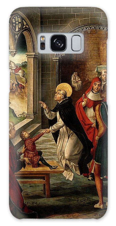Pedro Berruguete Galaxy Case featuring the painting 'Saint Dominic Resurrects a Boy', 1493-1499, Spanish School, Oil on panel, 122... by Pedro Berruguete -1450-1504-