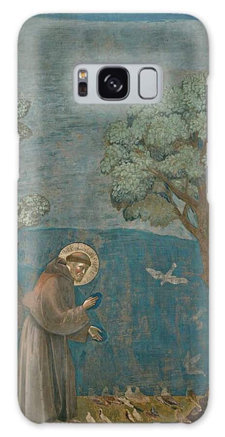 Francis Of Assisi Galaxy Case featuring the painting Saint Francis of Assisi preaching to the birds. Giotto. by Giotto di Bondone -1266-1337-