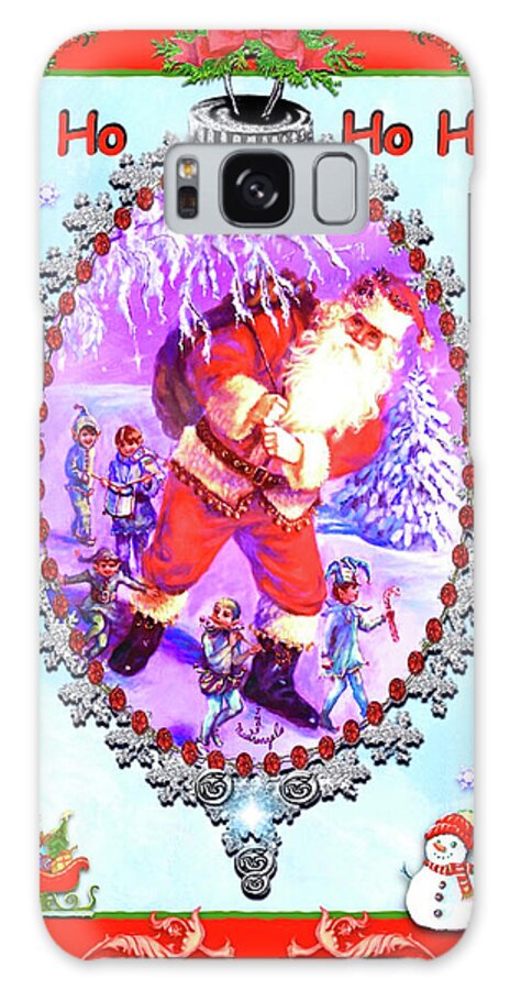 Santa And Elves Galaxy Case featuring the painting Santa And Elves by Judy Mastrangelo