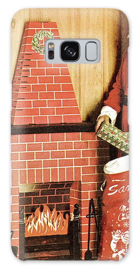 Artificial Galaxy Case featuring the drawing Santa with Gifts Outside a Paper Chimney by CSA Images
