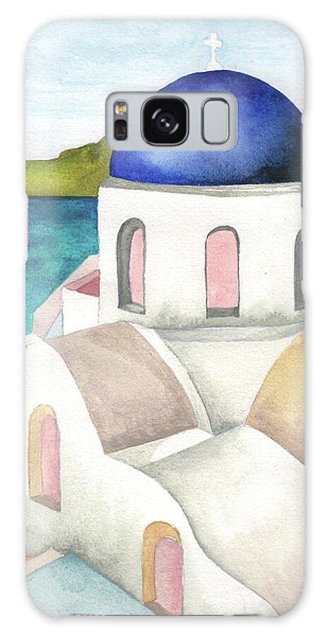 Santorini Galaxy Case featuring the mixed media Santorini I by Elizabeth Medley