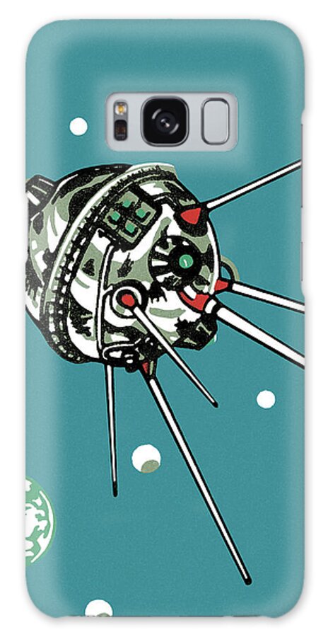 Android Galaxy Case featuring the drawing Satellite in Outer Space by CSA Images