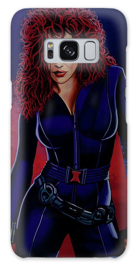 Black Widow Galaxy Case featuring the painting Scarlett Johansson as Black Widow by Paul Meijering