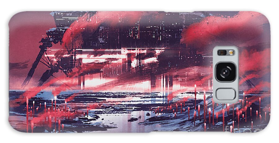 Color Galaxy Case featuring the digital art Sci-fi Scene Of Industrial by Tithi Luadthong