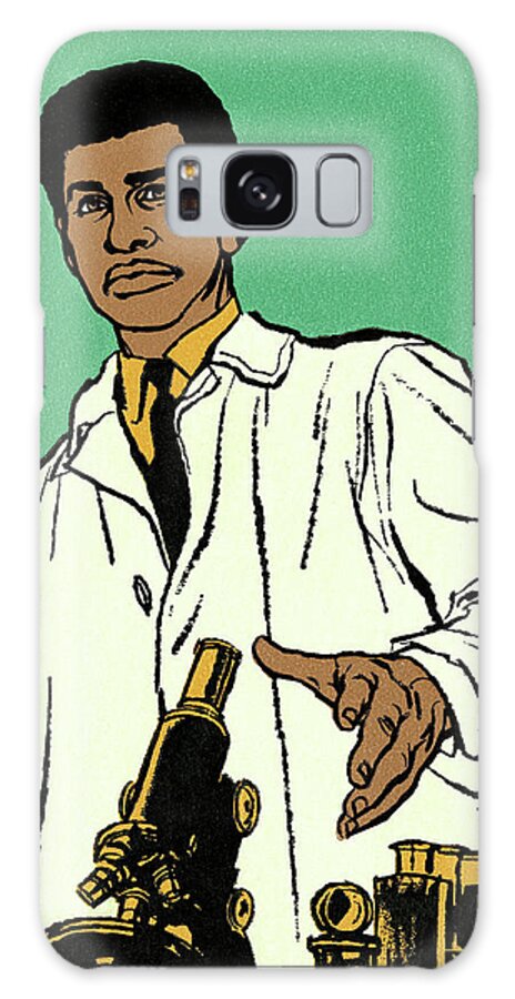 Adult Galaxy Case featuring the drawing Scientist and Microscope and Test Tubes by CSA Images
