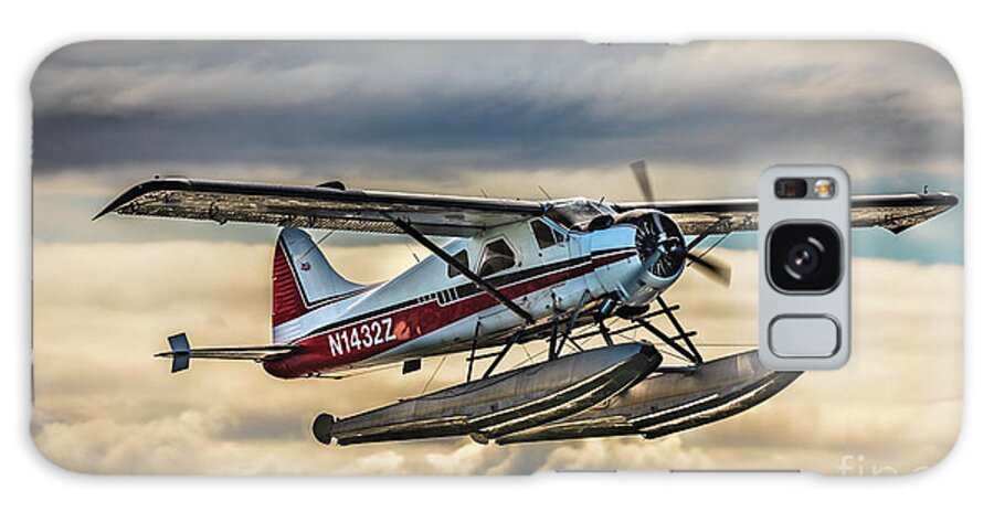 Seaplane Galaxy Case featuring the photograph Seaplane in the Anchorage sky by Lyl Dil Creations