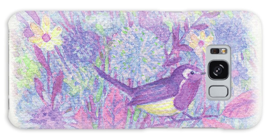 Secret Galaxy Case featuring the painting Secret Garden-Night,Watercolor Print,Postcards Print,Handmade,Hand-painted,Flower,Bird,Greeting Card by Artto Pan