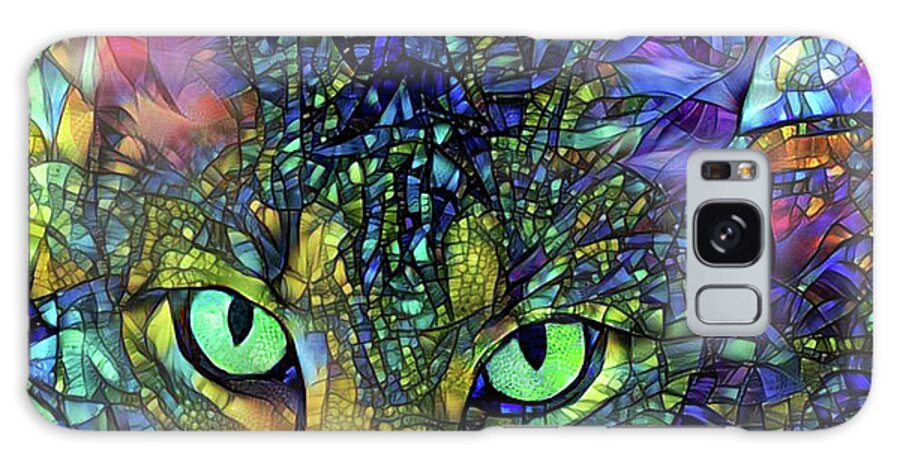 Tabby Cat Galaxy Case featuring the digital art Severus the Tabby Cat - Stained Glass by Peggy Collins